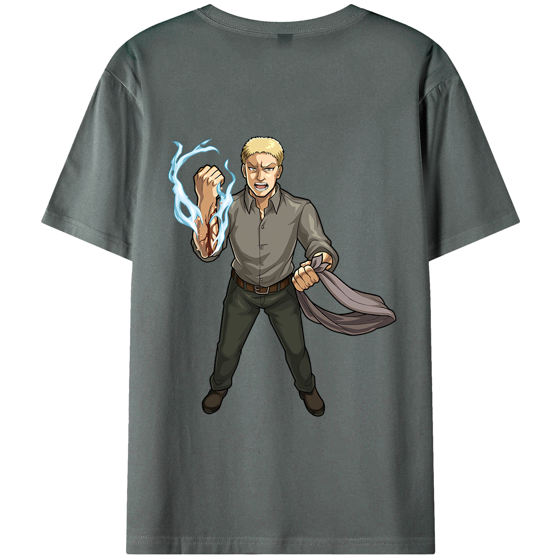（画像用） 進撃の巨人 ライナー・ブラウン Attack on Titan Reiner Braun 綿100％ メンズ半袖Tシャツ（バックプリント） 通気性